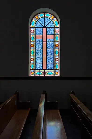 Vitral do templo da Igreja Metodista de Vila Isabel
